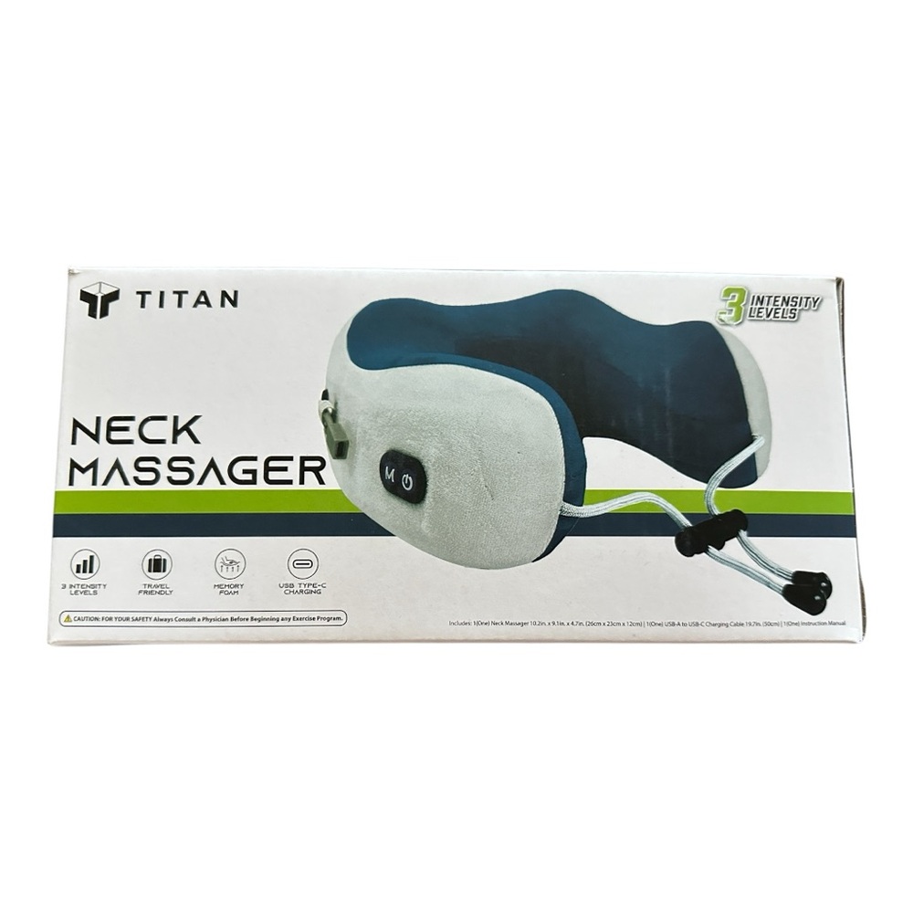 Titan neck massager 3 INTENSITY levels memory foam USB TYPE-C CHARGING